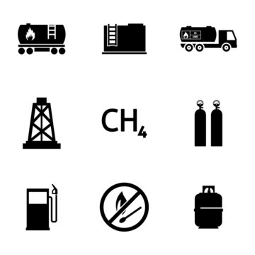 Vector black natural gas icons set