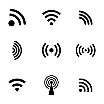Vector black wireless icons set