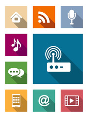 Set of flat media and communication icons