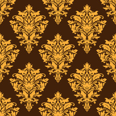 Brown damask seamless pattern