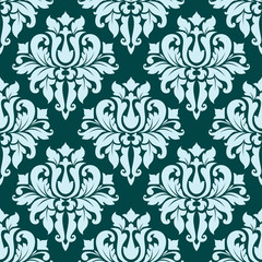 Ornate blue bold damask pattern