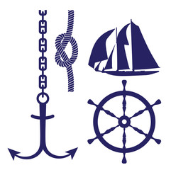 Fototapeta na wymiar maritime symbols on a white background