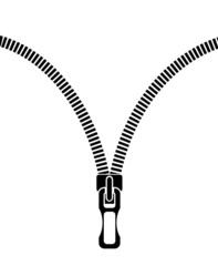 silhouette of a metal zipper on a white background © dervish15