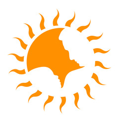 symbol of the father with the child on a background of the sun