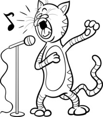 singing cat cartoon coloring page