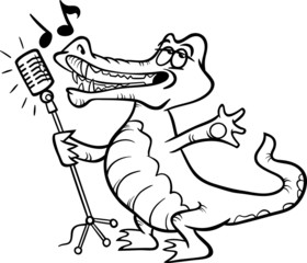 singing crocodile coloring page