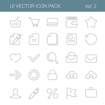 User interface vector icon line art design pack. Lineart style