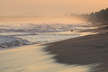 Sunrise on deserted beaches and coastline