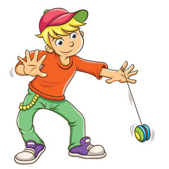Little boy playing yo yo