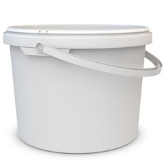 3d empty white plastic bucket