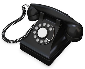 3d black old-fashioned phone