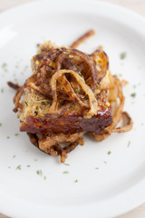 Turkey Meat Loaf with Fired Onion Strings