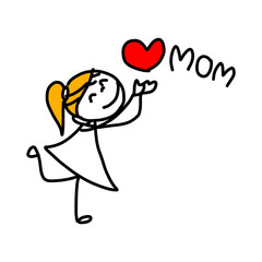 hand drawing cartoon concept happy mother's day
