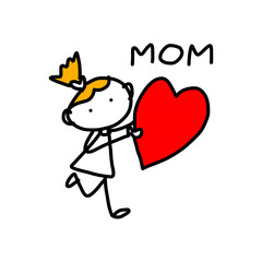 hand drawing cartoon concept happy mother's day