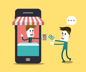 Shopping online, Online Store on smart phone. vector