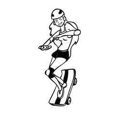 Fototapeta premium Girl playing sketboard BW