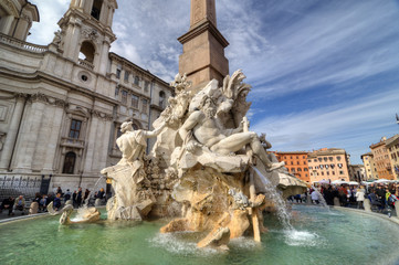 Naklejka na ściany i meble Fountain of The Four Rivers, Rome