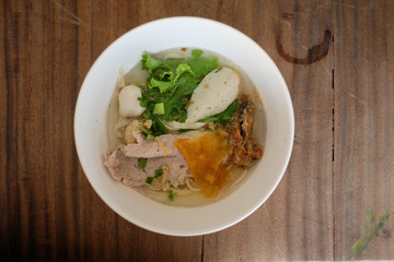 Thai fish noodle with clear soup.