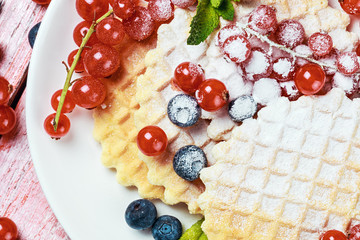 Belgian waffles and fresh berries