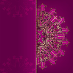 Luxury dark pink card with gold ornament