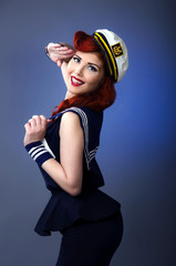 Sailor pin up girl saluting