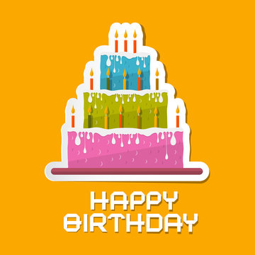 Orange Birthday Background Illustration With Cake