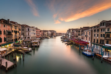 Fototapeta na wymiar View on Grand Canal from Rialto Bridge, Venice, Italy