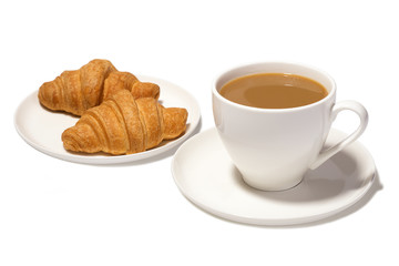 coffee with milk and croissants