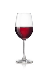 Glass of red wine isolated on a white background