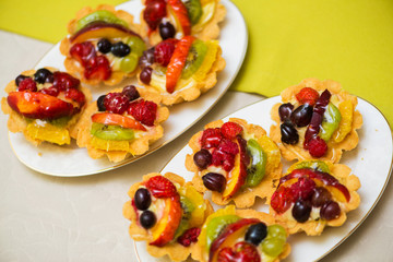 Tasty sweets in the plate
