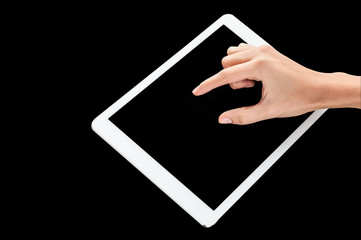 Fingers pointing on tablet pc
