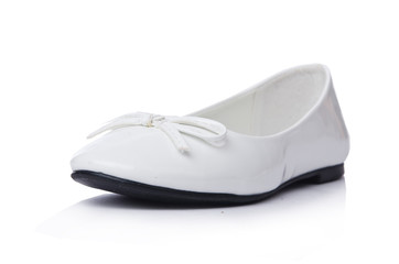 Golden ballet shoes isolated on white