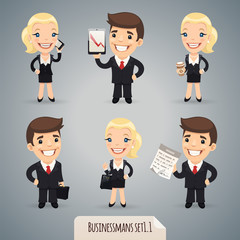 Fototapeta premium Businessmans Cartoon Characters Set1.1 With Clipping Paths