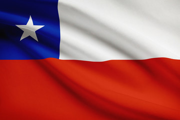 Series of ruffled flags. Republic of Chile.