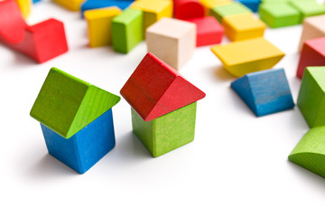 Obraz premium house made from wooden toy blocks