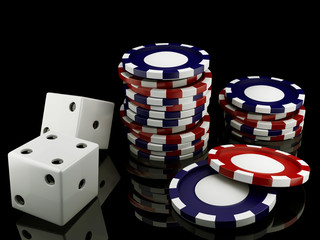 casino chips and dice