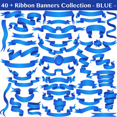 Blue Ribbon Banners Collection on white.