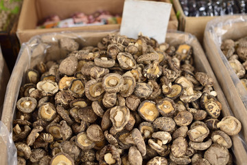 a pile of dried shiitake mushroom