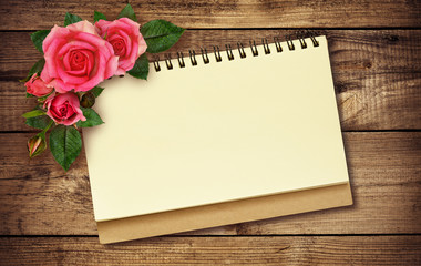 Notepad and roses