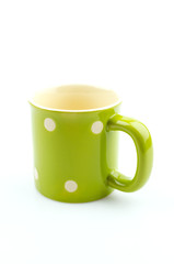 Green mug isolated white background