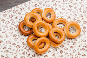 Russian or Ukrainian Bublik on a table with a tablecloth
