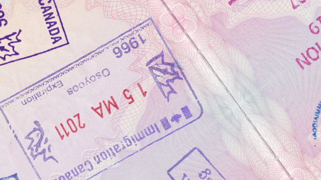 Animation Panning Over Stamps In A European Passport