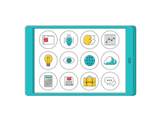 Digital tablet with line apps icons