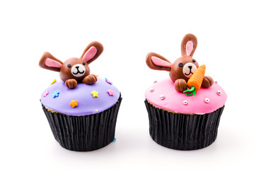 Easter cupcakes isolated white background