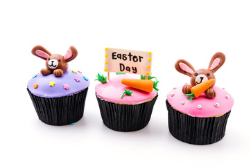 Easter cupcakes isolated white background