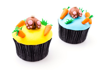 Easter cupcakes isolated white background
