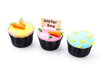 Easter cupcakes isolated white background