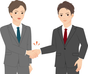 Obraz premium 握手する2人のスーツの男性