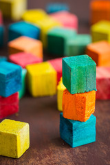 Colorful wooden building blocks