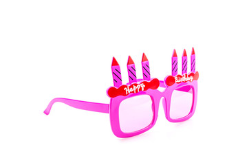 Happy birthday sunglasses isolated white background